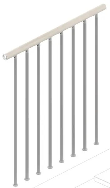 Balaustra in kit IRIS Superiore in acciaio e legno argento e bianco L 102 cm
