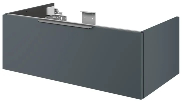 Mobile da bagno sotto lavabo SENSEA Neo grigio laccato lucido L 90 x H 32 x P 48 cm 1 cassetto, lavabo non incluso
