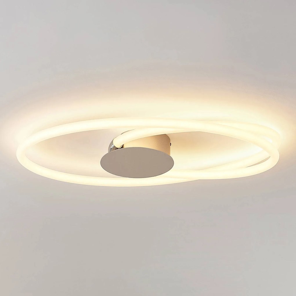 Plafoniera a LED Ovala Lucande, dimmerabile, Cromo / Argento, Soggiorno / Sala da pranzo, Acciaio Inox, Moderno, Plafoniera LED