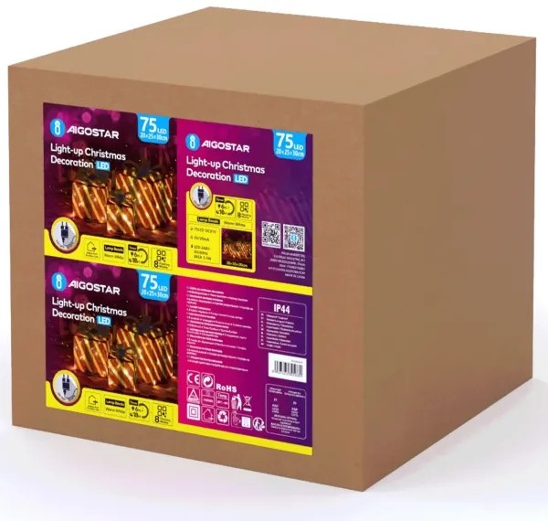 Aigostar- Decorazione natalizia a LED per esterno 3,6W/31/230V 2700K 20/25/30cm IP44 regali