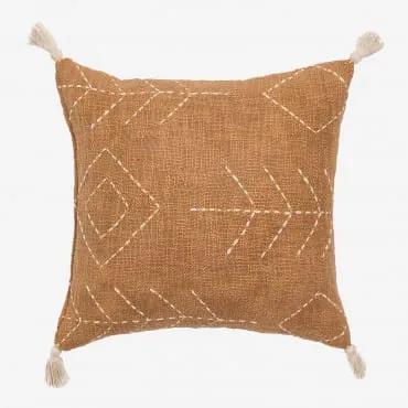 Cuscino quadrato in cotone (45x45 cm) Lemes Marrone Camel Chiaro - Sklum