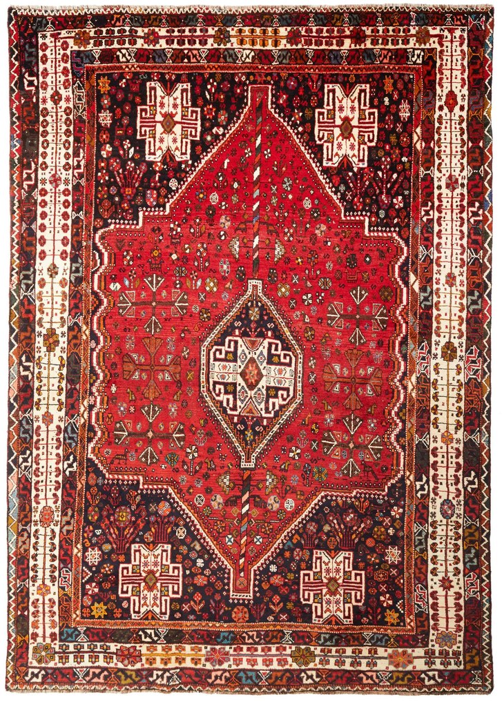 Shiraz Tappeto persiano 220 x 300 Rosso (Iran) Annodato A Mano