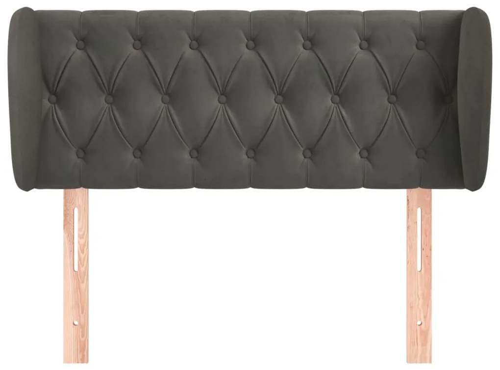 Testiera ad orecchio grigio scuro 93x23x78/88 cm in velluto