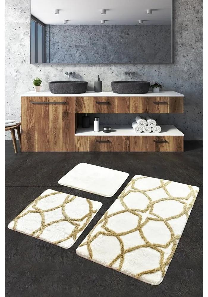 Set di 3 tappeti da bagno marrone e crema 100x60 cm Bonne - Foutastic