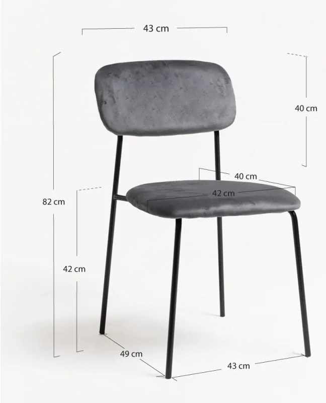 Sedie Vius Black Velluto - Grigio