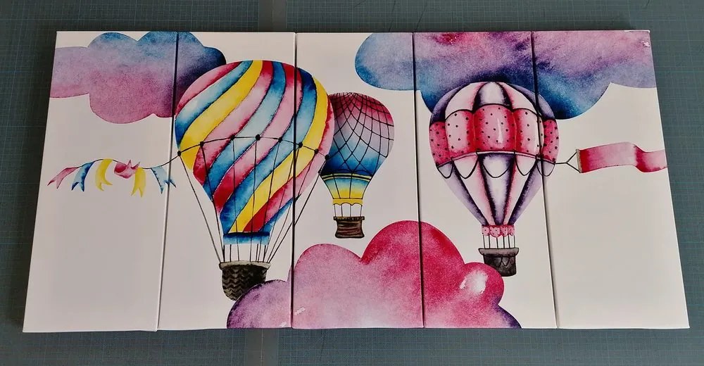 Quadri 5 pezzi – Palloncini nel vento