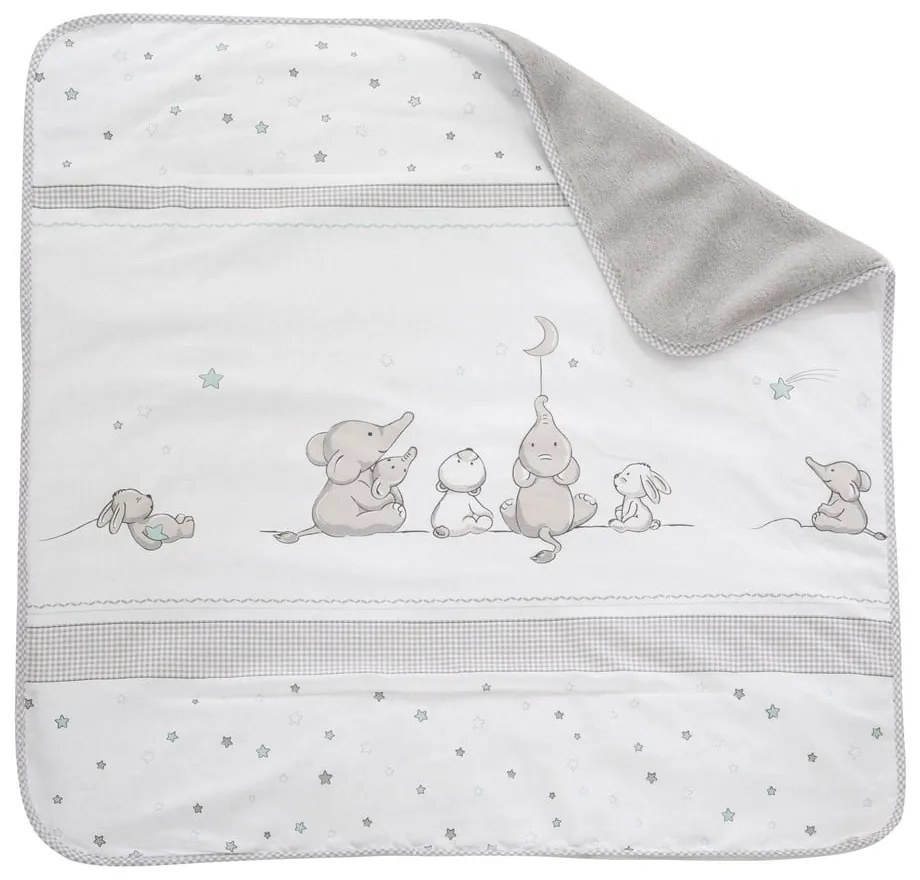 Coperta per bambini bianca/grigia in micropile 80x80 cm Sternenzauber – Roba