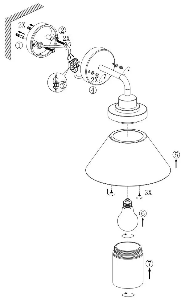 Applique E27 Bianca, IP54 per Esterni - Serie FOCUS Base E27