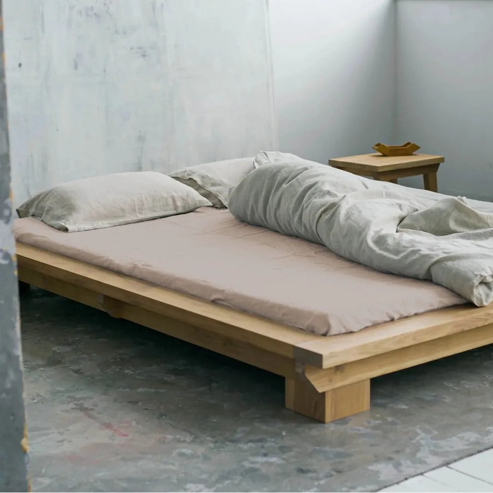 Lenzuolo elastico di lino marrone chiaro, 180 x 200 cm Portobello - Linen Tales