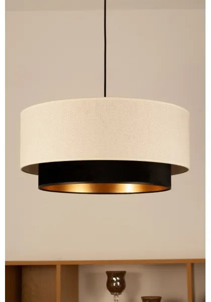 Lampadario a sospensione con cavo NATIA 1xE27/60W/230V Ø 45 cm bianco/nero