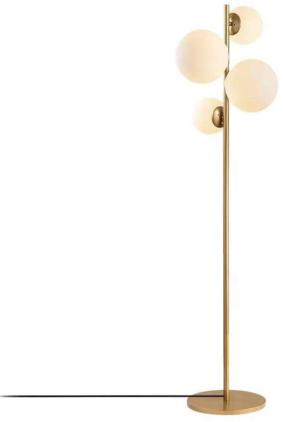 Lampada da terra bianca/color ottone con paralume in vetro (altezza totale 162 cm) Fazli – Opviq lights