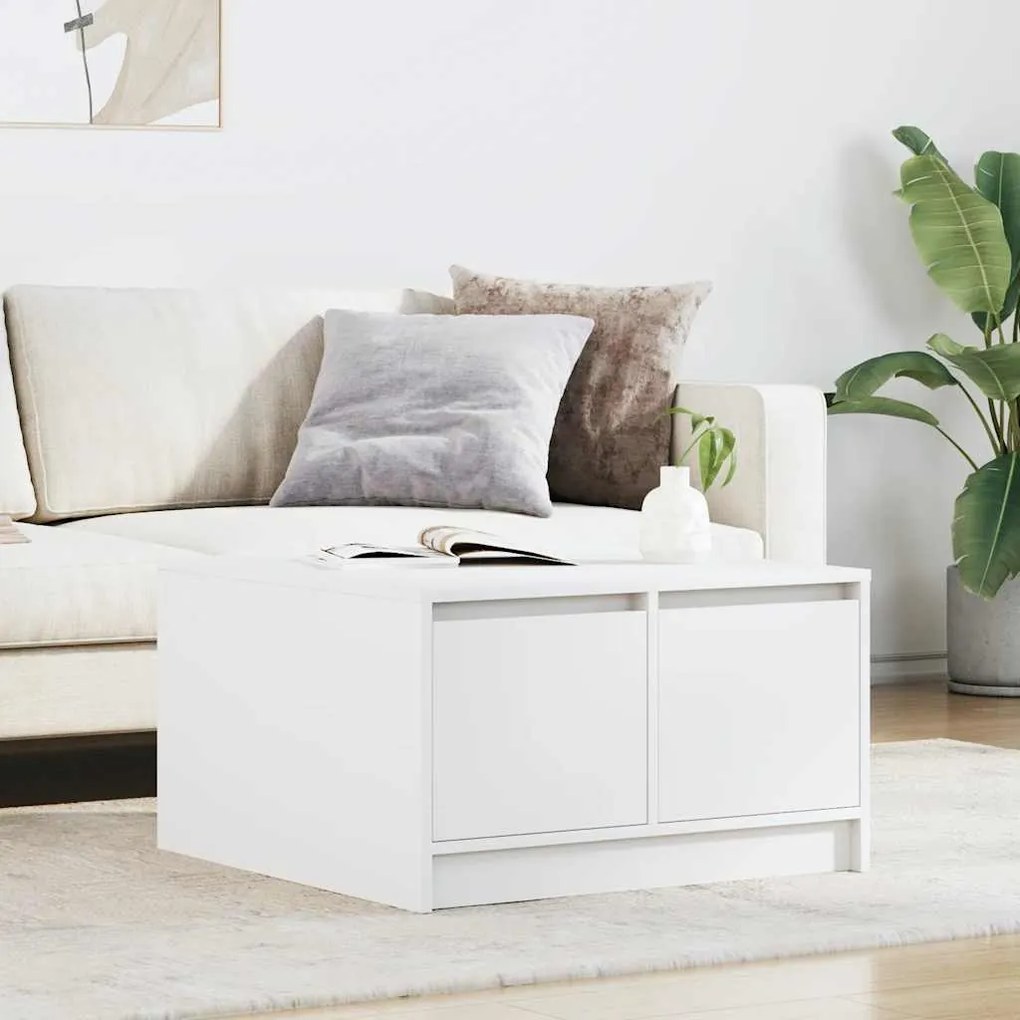 Tavolino Da Salotto Con Cassetti Bianco 70,5x70x40 Cm /