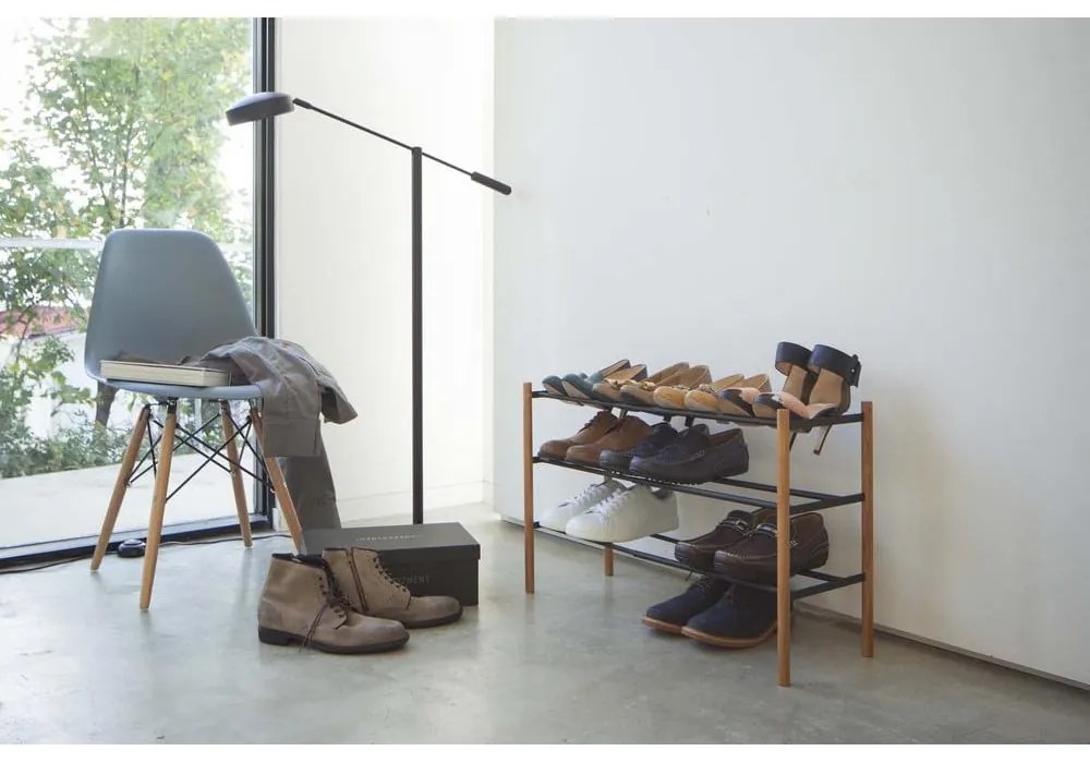 Scarpiera telescopica in metallo in colore nero-naturale - YAMAZAKI