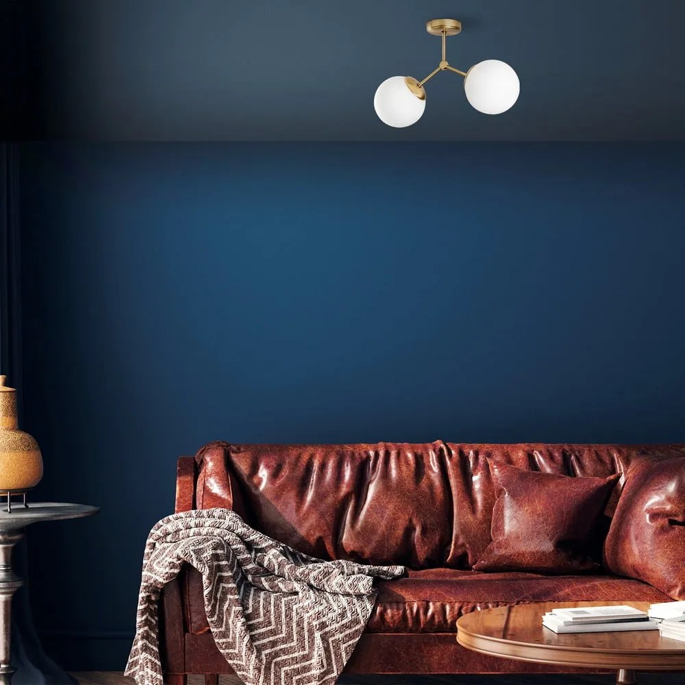 Plafoniera bianca/color ottone con paralume in vetro 15x44 cm Damar – Opviq lights