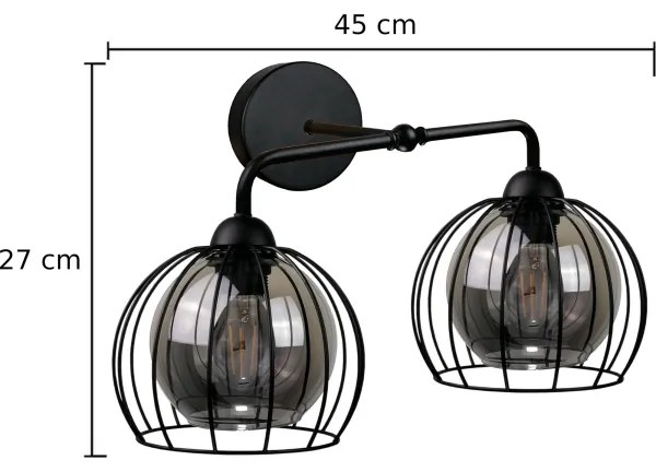 Applique SOLO BLACK 2xE27/60W/230V nero/oro