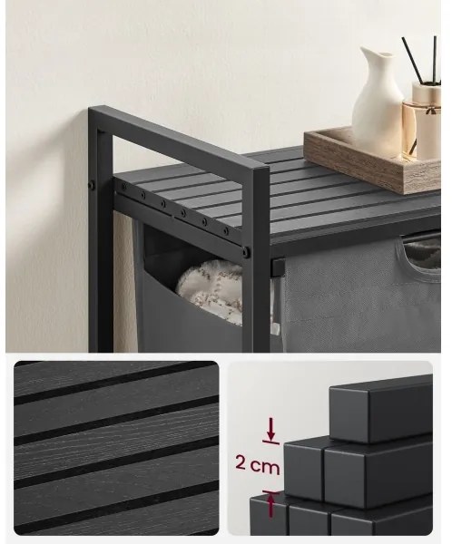 Cesto per la biancheria REX nero/grigio