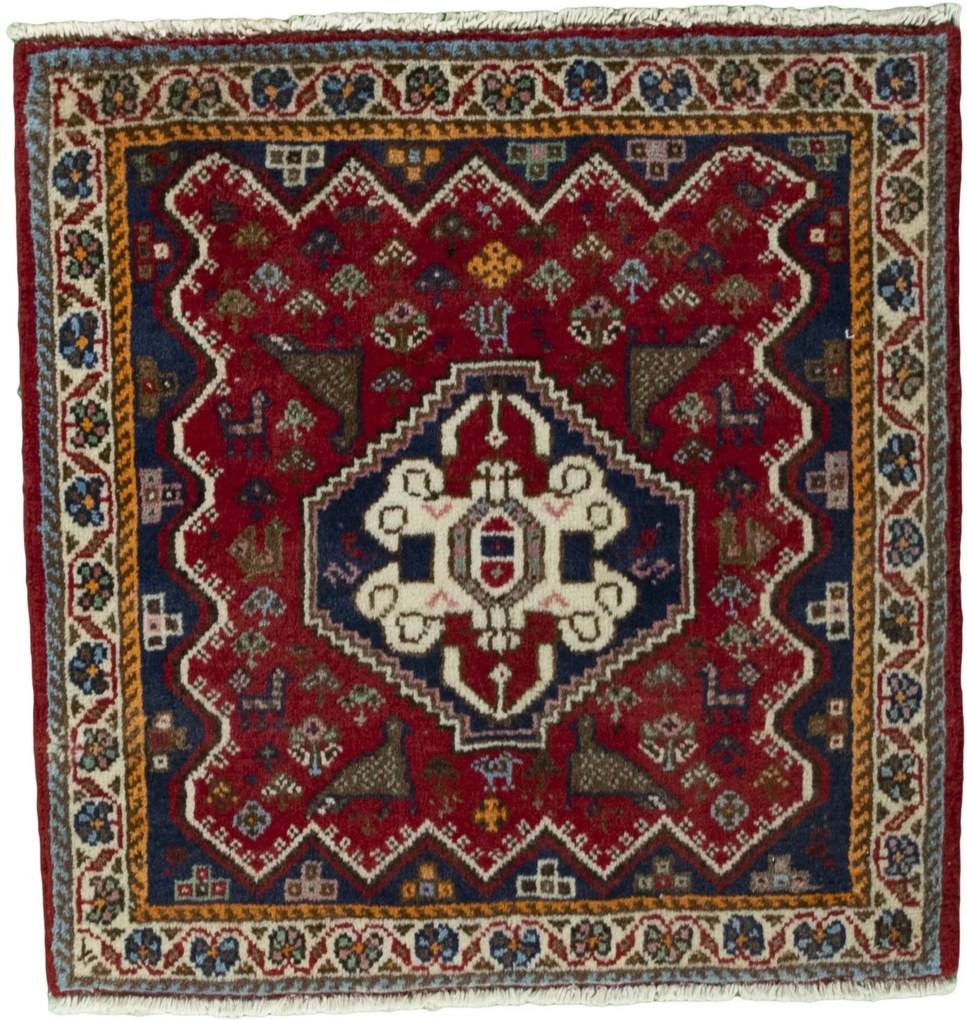 Shiraz Tappeto persiano 60 x 60 Rosso (Iran) Annodato A Mano