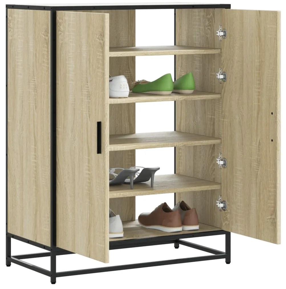 Scarpiera Rovere Sonoma 75x38x97,5 Cm Legno Multistrato Metallo /