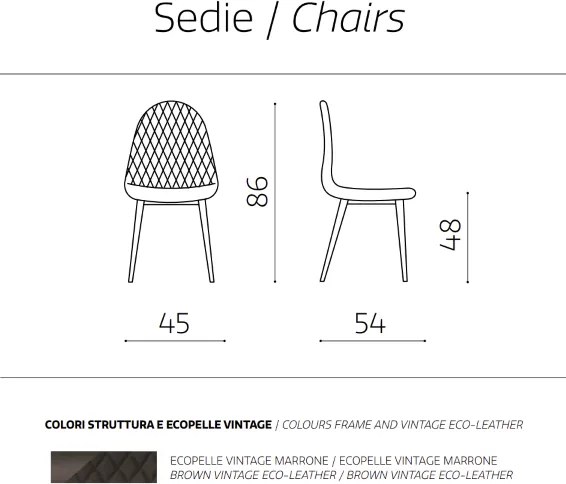 Sedia sala da pranzo ecopelle Marrone - SOFT 2 sedie