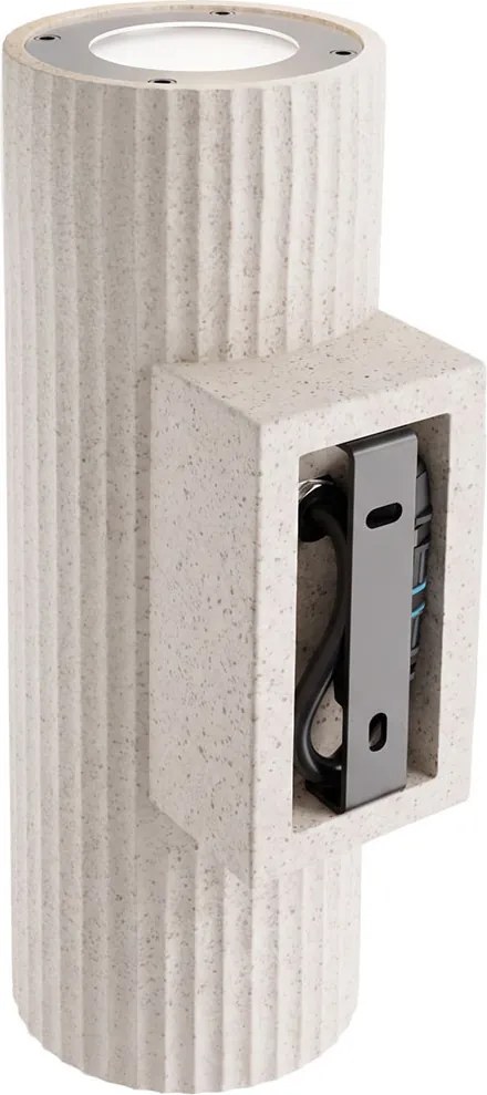 Applique Cilindrica in Cemento Chiaro Rigato GU10 IP65 - NOVILUMIO