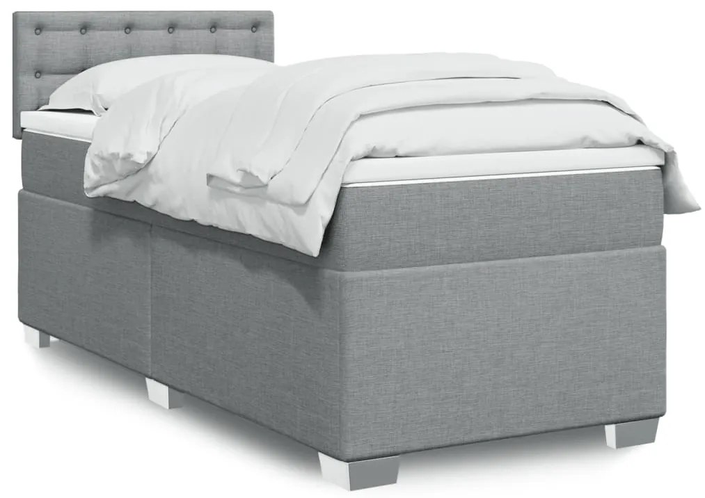 Giroletto A Molle Con Materasso Grigio Chiaro 90x190 Cm Tessuto /