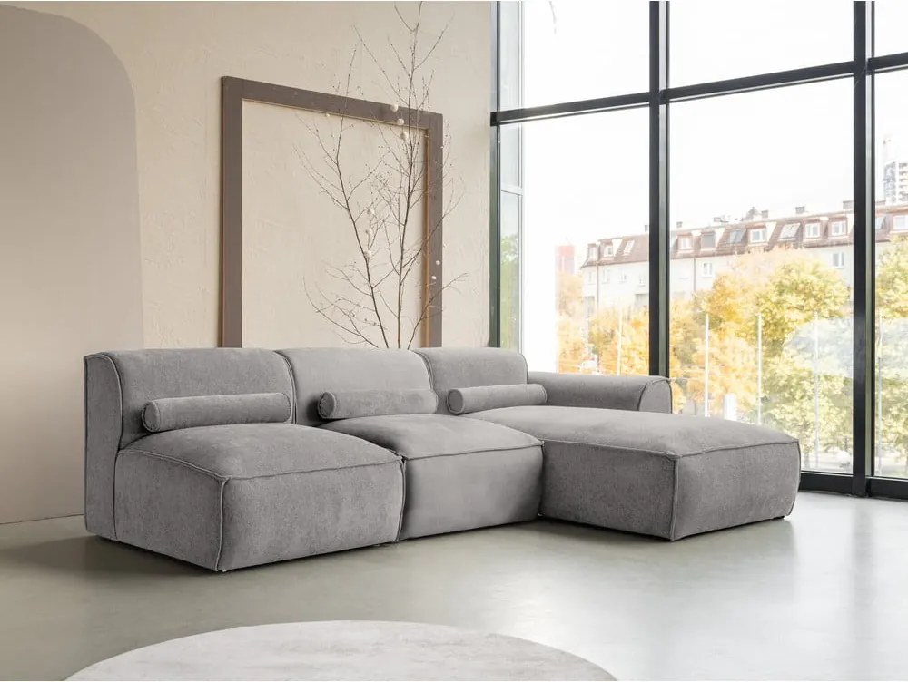 Divano angolare componibile in grigio chiaro (con penisola a destra) Flex Felix – Miuform