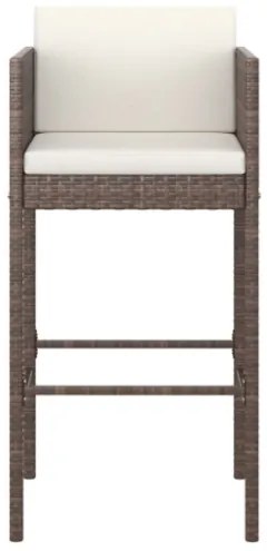 Set Bar da Giardino 3 pz con Cuscini Polyrattan Marrone