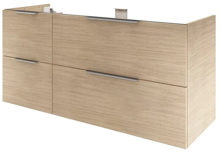 Mobile da bagno sospeso sotto lavabo L 135 x H 64 x P 48 cm rovere lucido, 4 cassetti SENSEA Neo