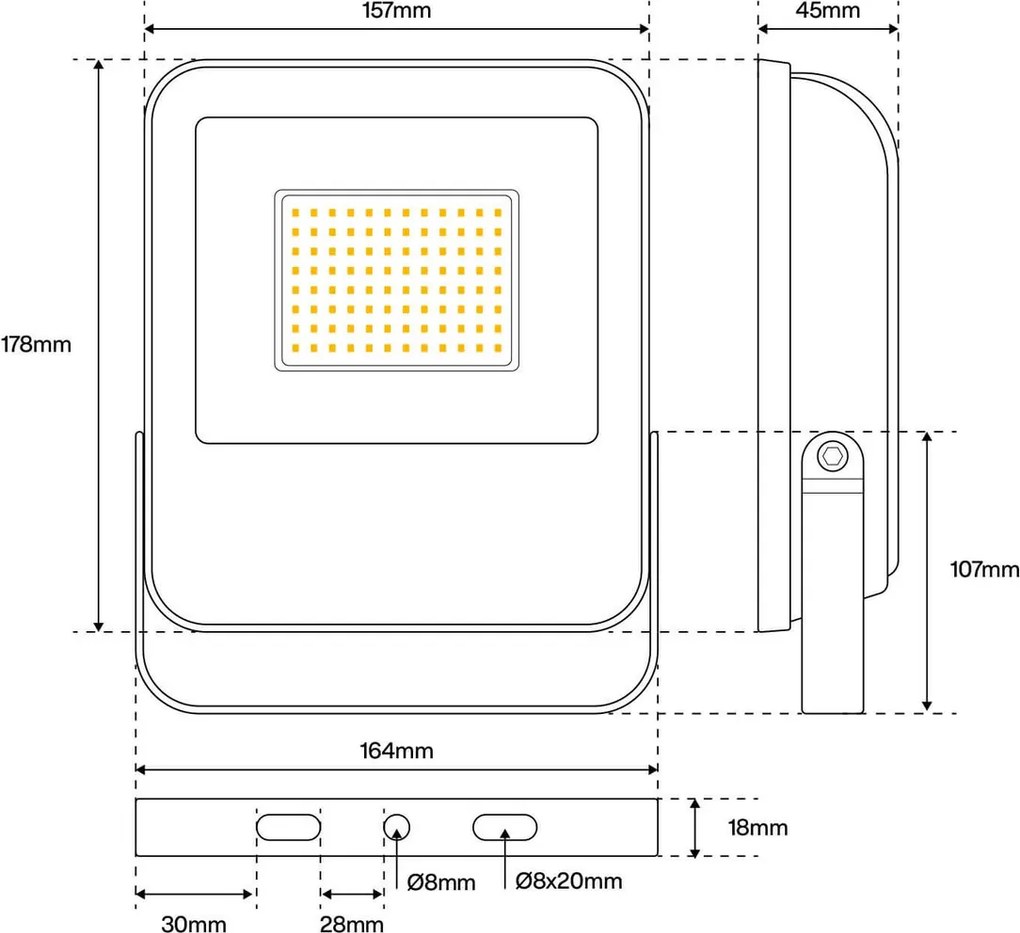 Proiettore LED 30W IP65 145lm/W con Osram chip LED Colore Bianco Naturale 4.000K