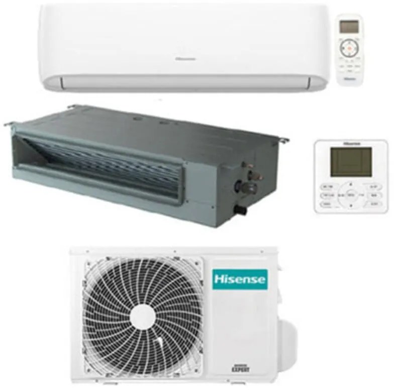Climatizzatore Condizionatore Hisense Hi comfort più Canalizzato R32 Dual Split Inverter 12000 + 12000 BTU con U.E. 3AMW72U4RJC Classe A++/A+