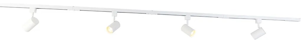 Sistema di illuminazione a binario moderno con 4 faretti bianco 1 fase - Iconic Yade