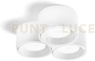 Nasso lampada da soffitto 3 luci attacco gx53 tonda bianco in gesso...