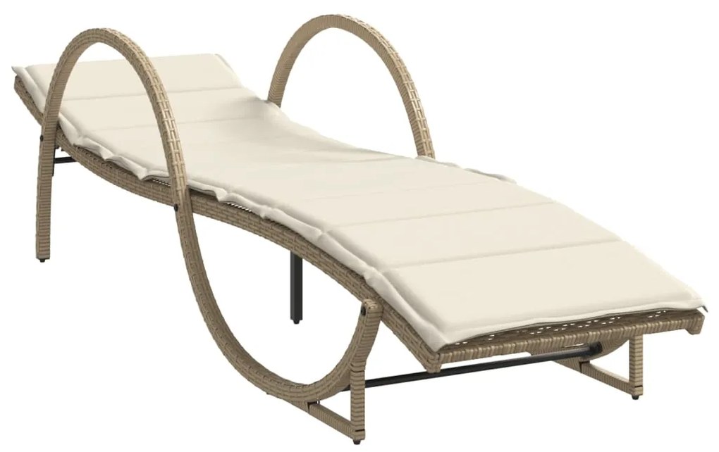 Lettini prendisole 2 pz con cuscini beige in polyrattan