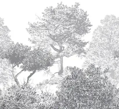 Sian Zeng Carta da parati panoramica Hua Trees - Grey