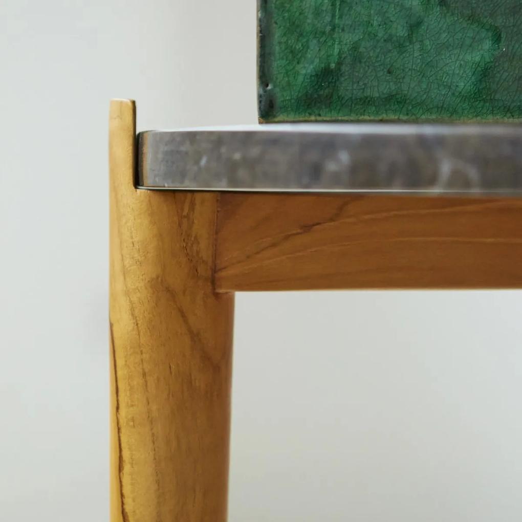 Tikamoon - Tavolino in legno di teak e marmo 40 Nestor black