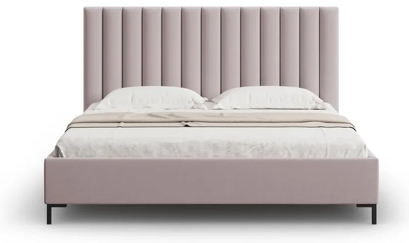 Letto matrimoniale imbottito rosa chiaro con contenitore con griglia 200x200 cm Casey - Mazzini Beds