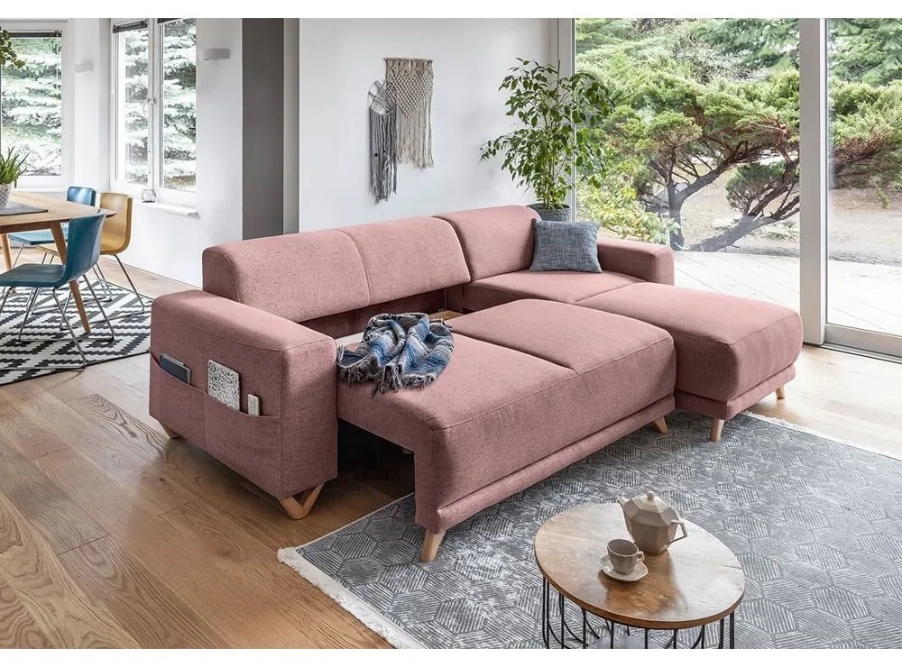 Divano angolare rosa allungabile e con contenitore Classy Sophie – Miuform