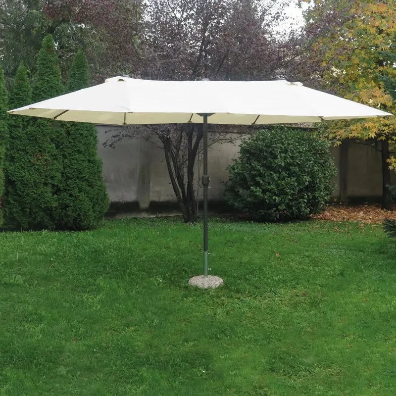 Ombrellone a palo centrale grigio Avola L 270 x 460 cm con telo ecru