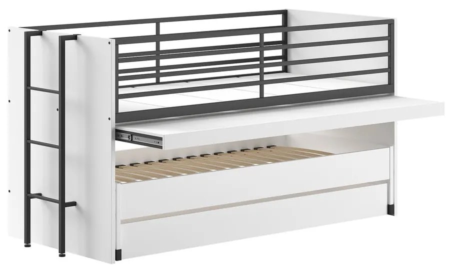 Letto da bambini a castello/estraibile bianco con scrivania con rete inclusa 90x200 cm Sam – Vipack
