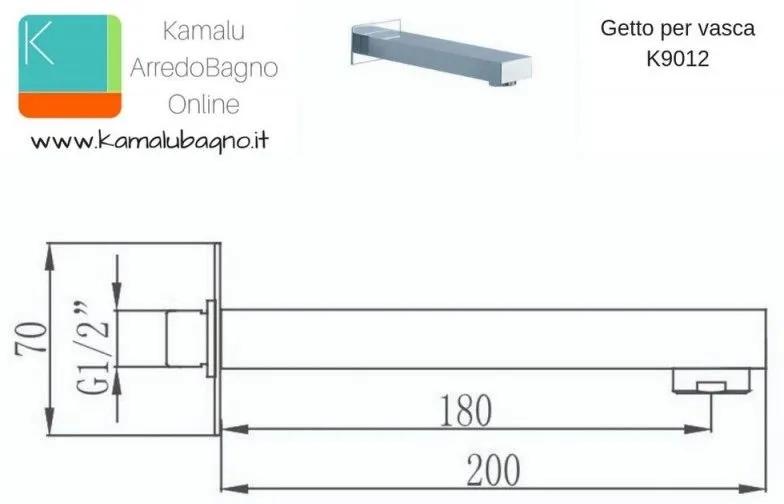 Kamalu - getto vasca a parete squadrato 20cm modello k9012