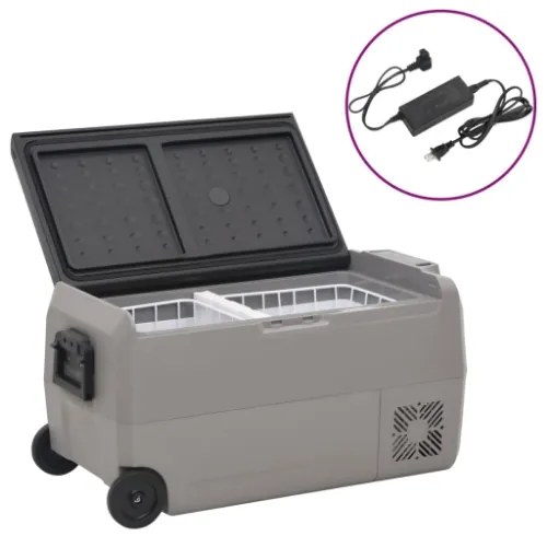 Borsa Frigo con Ruote e Adattatore Nera e Grigia 36 L PP e PE