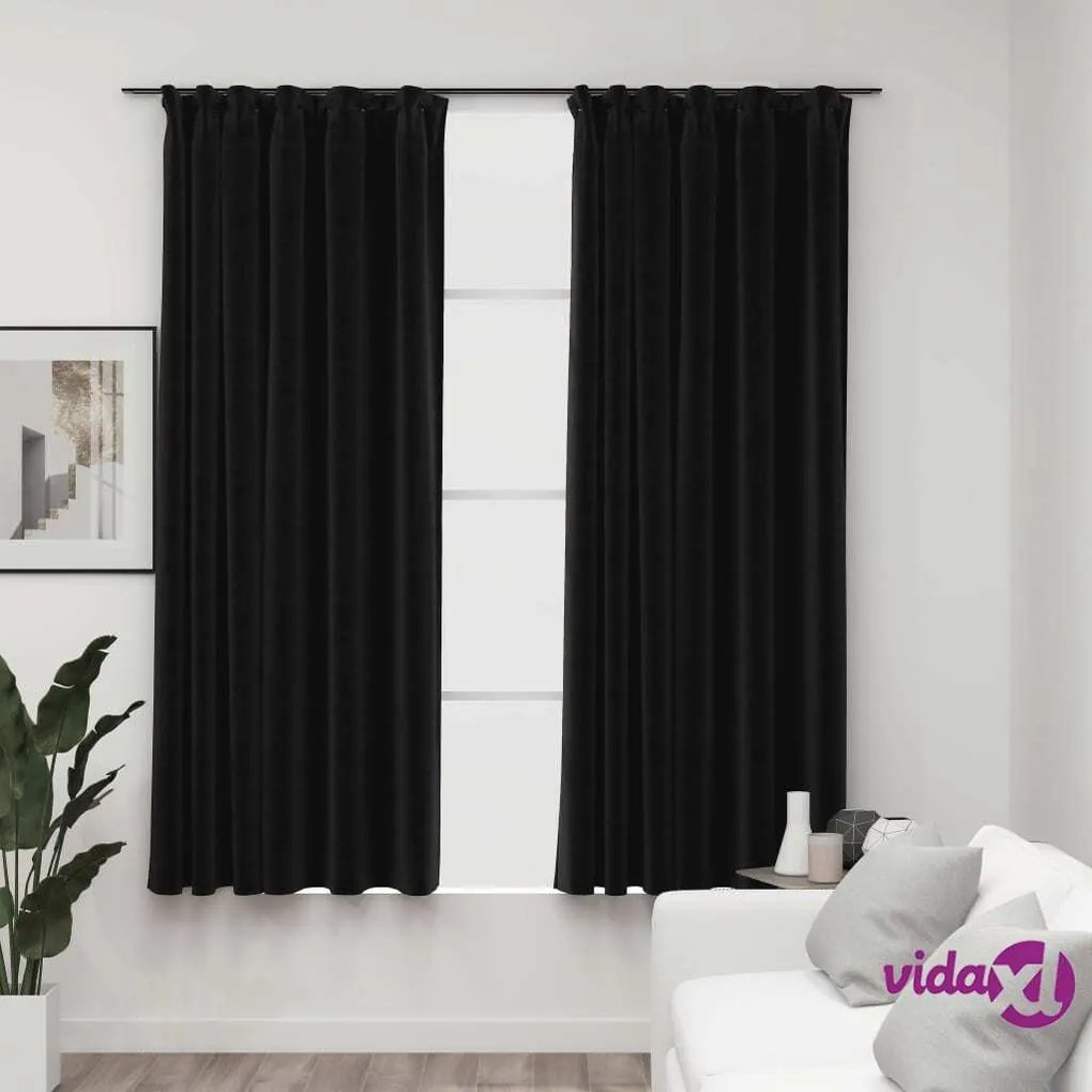 vidaXL Tende Oscuranti con Ganci Effetto Lino 2 pz Antracite 140x175cm