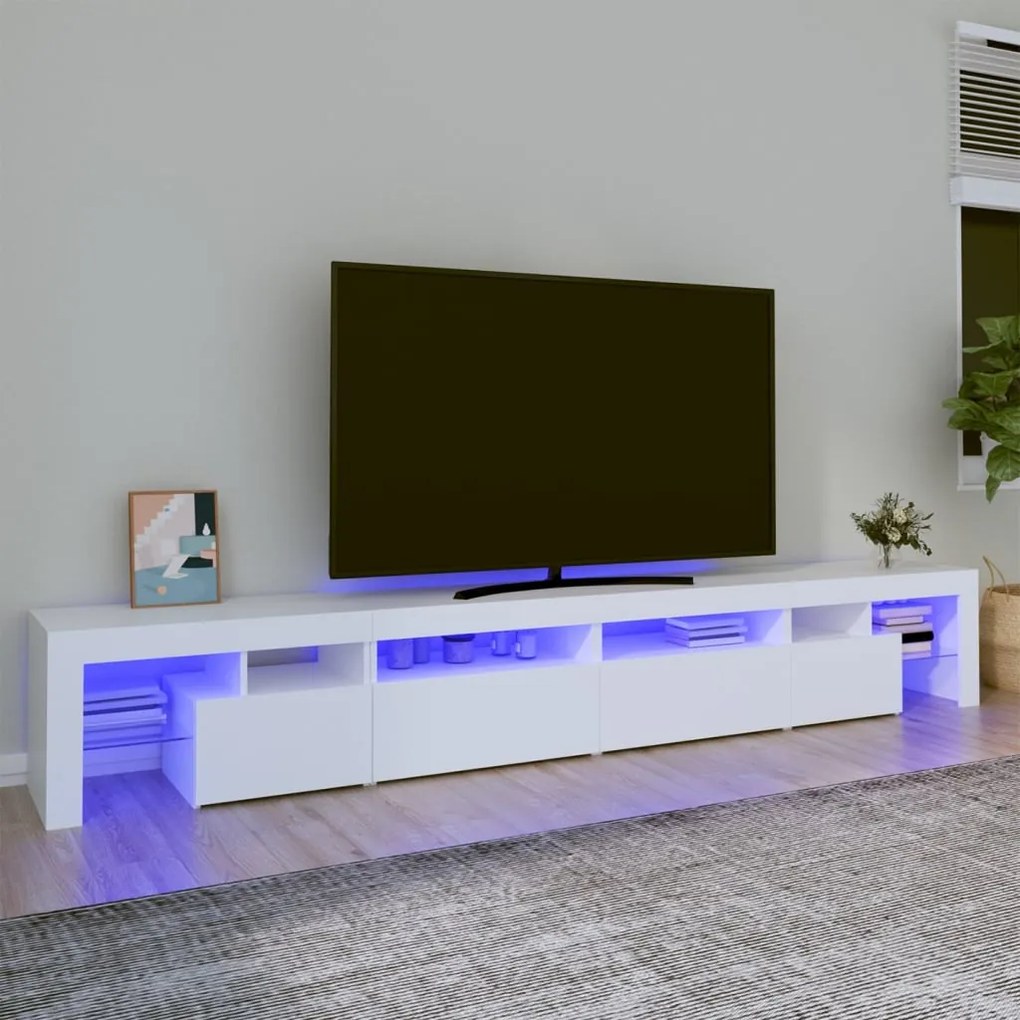 Mobile Porta Tv Con Luci Led Bianco 260x36,5x40 Cm /