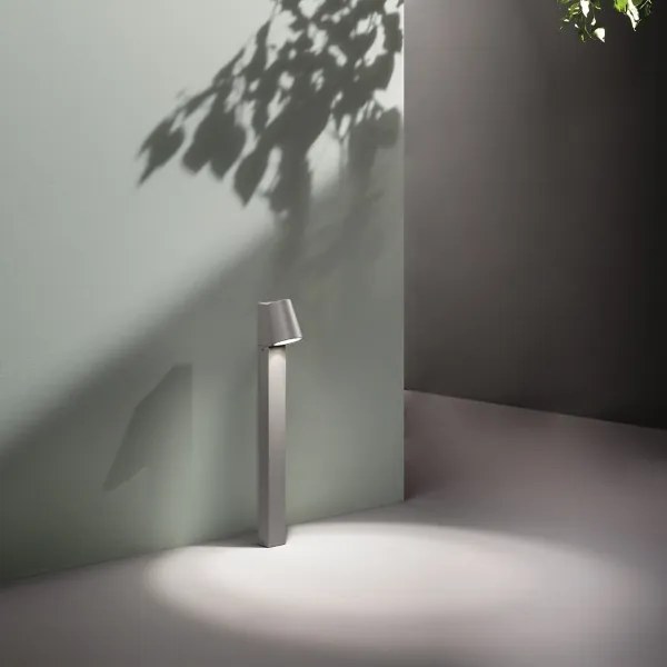 Paletto OWEN per esterni LED in alluminio Silver e diffusore in vetro H61 cm