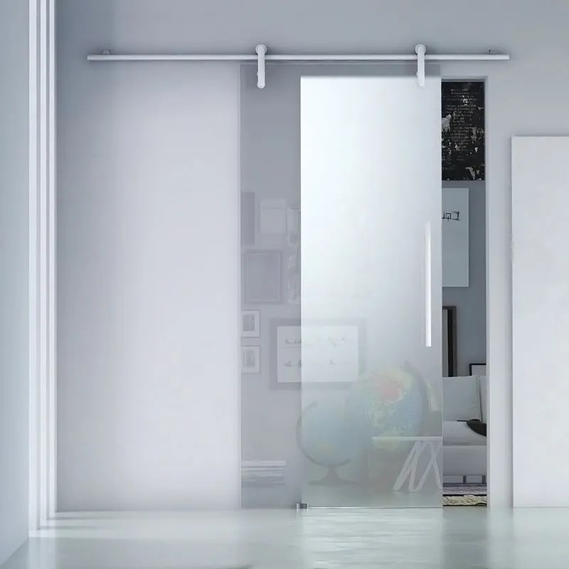 Porta scorrevole sinistra Neutra in acciaio trasparente, L 86 x H 215 cm, con binario Ermes