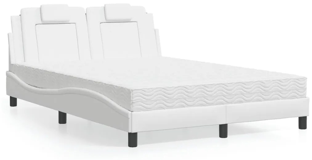 Letto Con Materasso Bianco 140x200 Cm İn Similpelle /