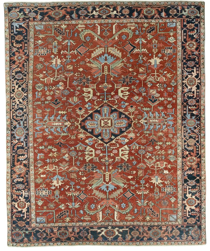 Heriz Tappeto 290 x 360 Rosso (Iran) Annodato A Mano