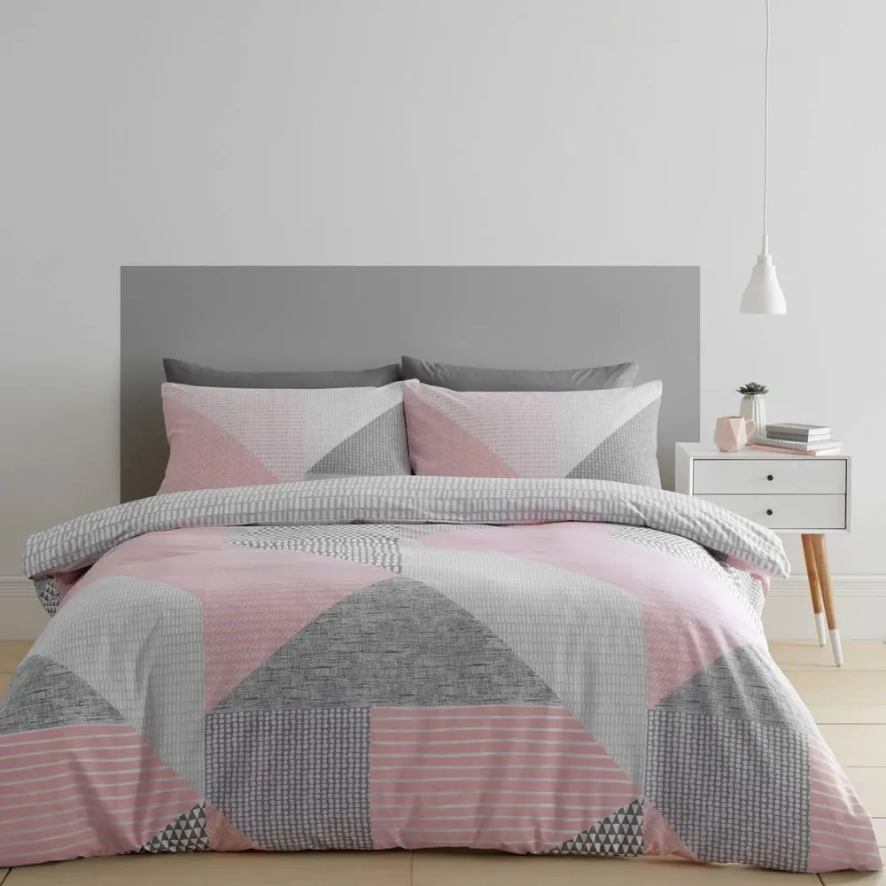 Set copripiumino e federa rosa per letto singolo 135x200 cm Larsson Geo – Catherine Lansfield