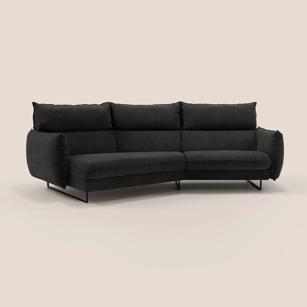 Monamour divano moderno angolare con opzione relax elettrico in microfibra smacchiabile impermeabile T11 nero