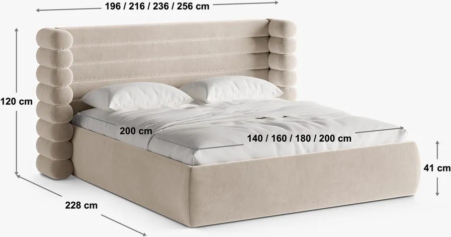 Letto matrimoniale imbottito blu con contenitore con rete inclusa 160x200 cm Mount – Micadoni